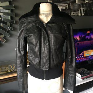Banana Republic Leather Bomber with Shearling